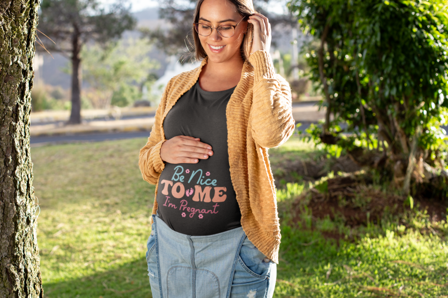 Be Nice To Me Im Pregnant Maternity T Shirt Black DheethByNature - Dheeth By Nature