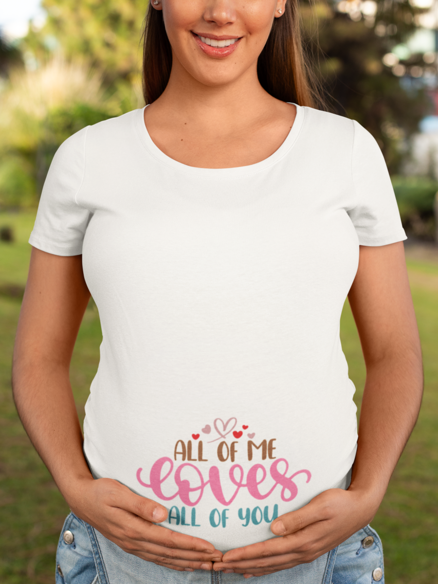 All of Me Loves All of You Maternity T Shirt Dress – Heartfelt Pregnancy Tee white - Dheeth By Nature