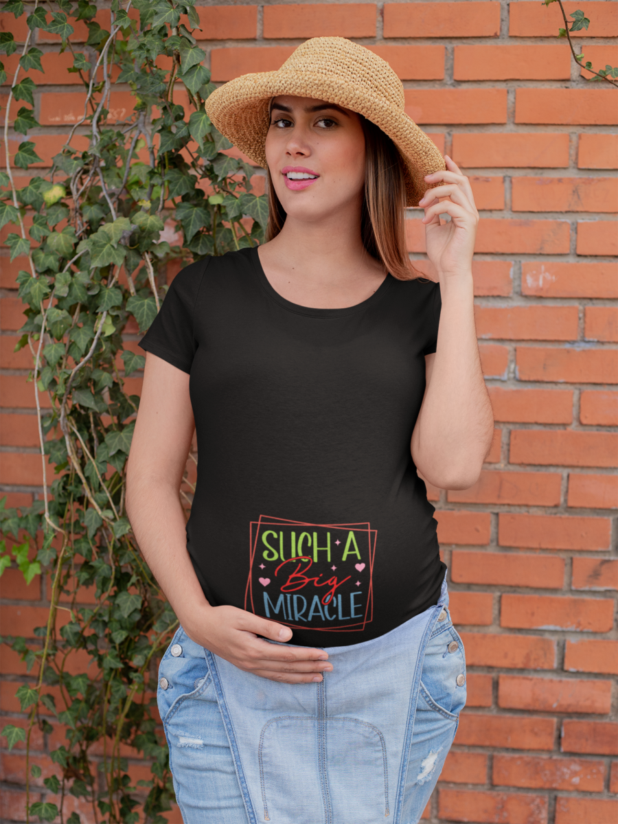 Such a Big MiracleMaternity T Shirt Dress – Inspirational Pregnancy Tee black - Dheeth By Nature