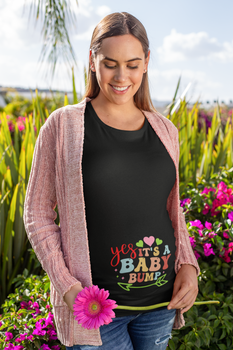 Yes Its a Baby Bump Maternity T Shirt Dress – Cute Comfort Fit Pregnancy Tee black2 - Dheeth By Nature