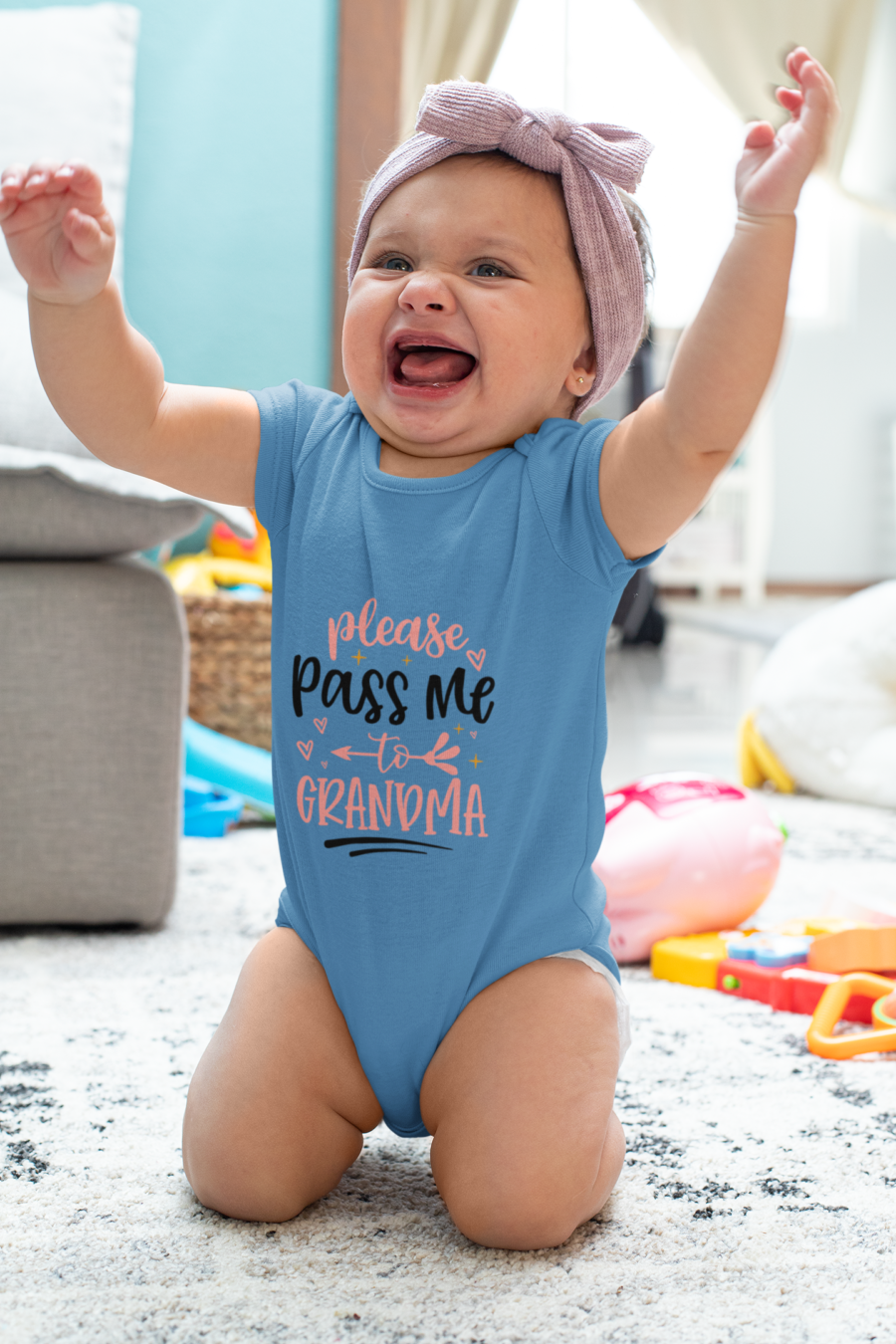 Please Pass Me to Grandma Romper orchid blue dheethbynature - Dheeth By Nature