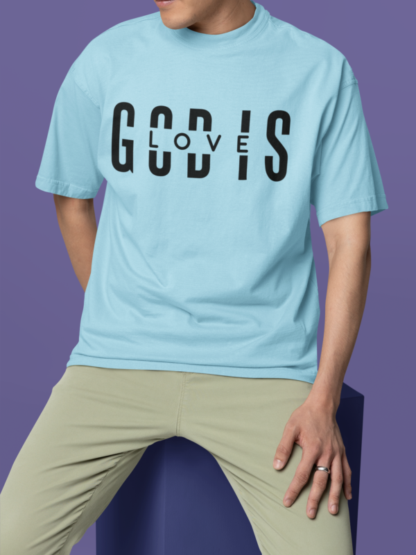 baby blue god is love oversized t shirt dheethbynature - Dheeth By Nature