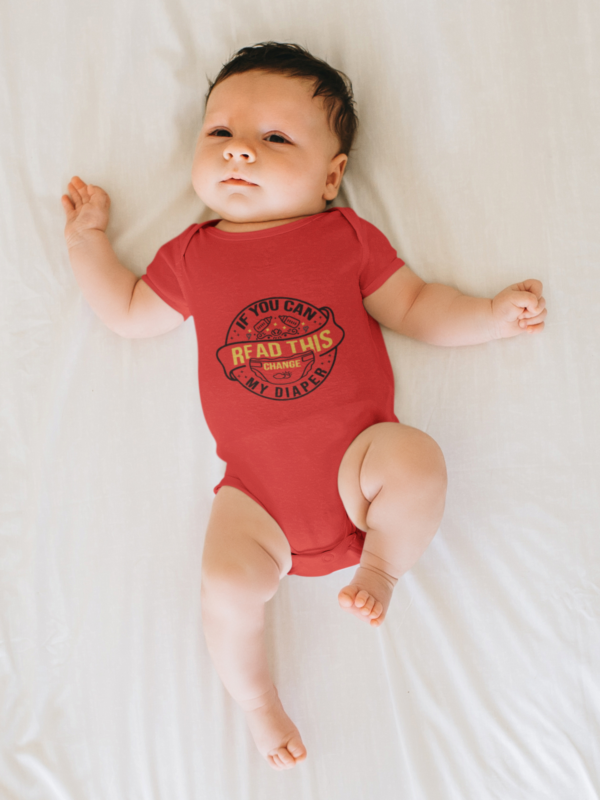 if you can read this change my diaper roamper onsie red - Dheeth By Nature