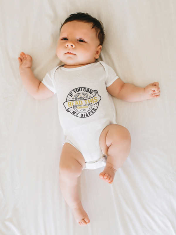 if you can read this change my diaper roamper onsie white - Dheeth By Nature