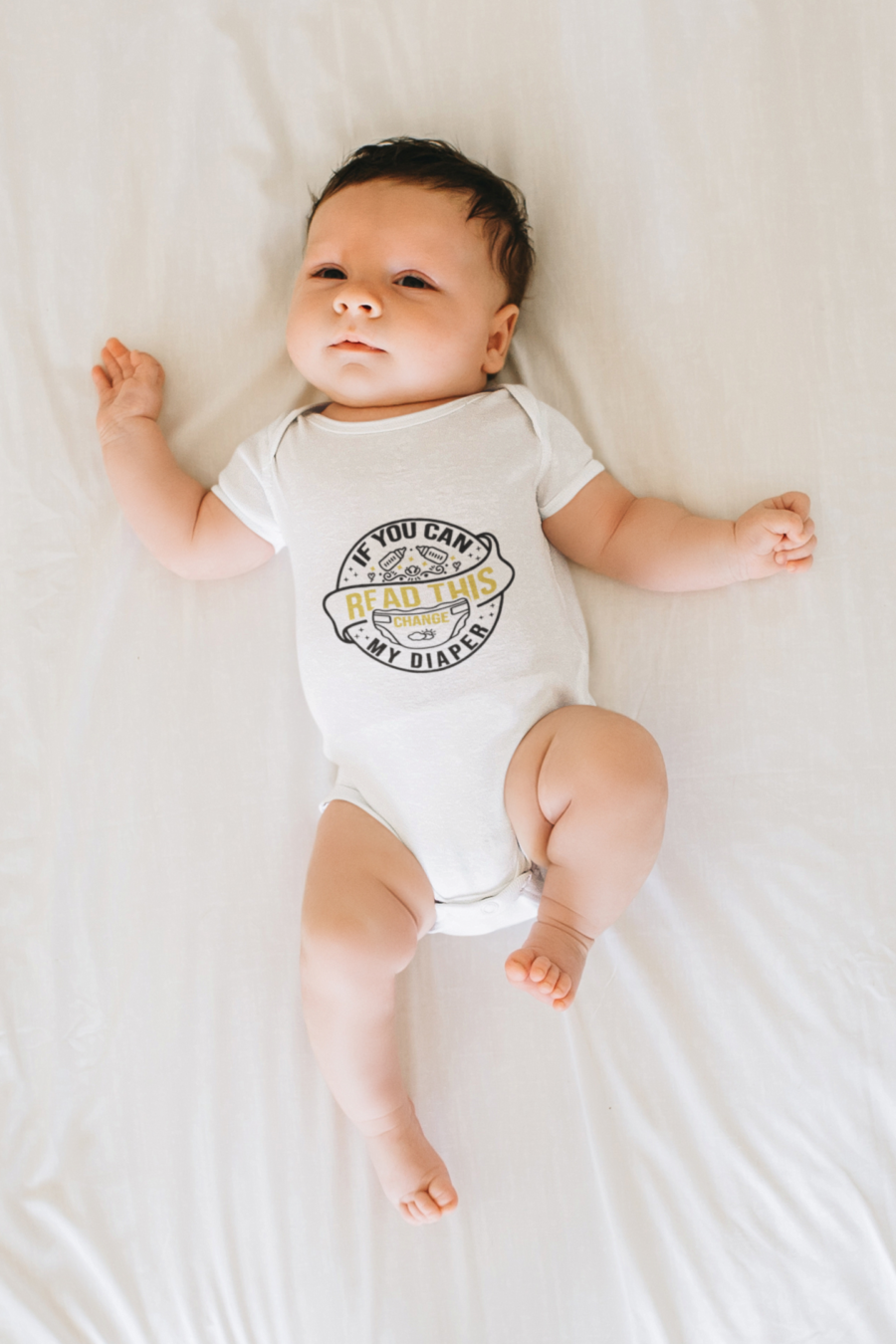 if you can read this change my diaper roamper onsie white - Dheeth By Nature