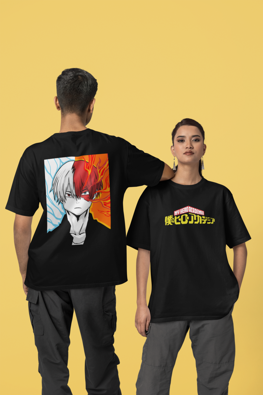 Todoroki Half Hot Half Cold Back oversized tshirt - Dheeth By Nature
